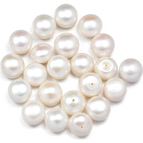 2 Pcs Natural Freshwater Pearl Beads Round Pearl Eardrop Charms Half Hole AA Level for Jewelry Making Earrings Ear Stud 11-12mm