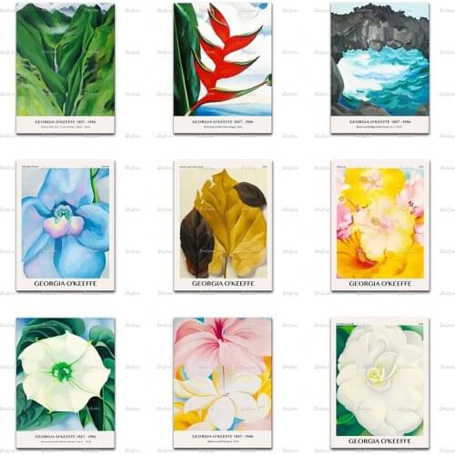 Georgia O'Keeffe Exhibition Poster, Music,Nordic Floral Wall Art Decor, Gift Idea, Home Living Room Decor Canvas Wall Art Prints