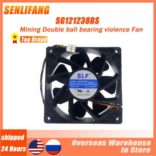 Original SLF SG121238BS DC 12V 2.1A 6200RPM S7 S9 T9 L3 BTC ETH Mining Double ball bearing violence Fan 120*120*38mm