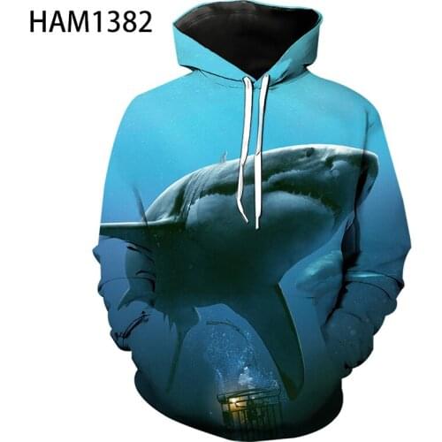 Mens Hoodie spring and summer new shark 3D printing Harajuku cool new street girls autumn Sweatshirt