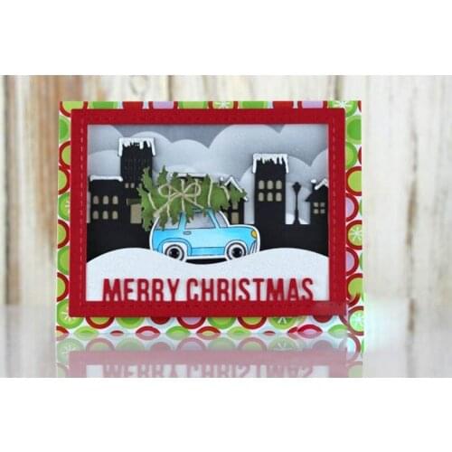 Letter Merry Joy Frame Metal Cutting Dies Stencil for Scrapbooking Photo Album Embossing Paper Cards Making Decorative Craft