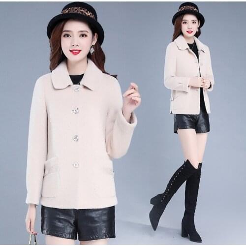 High-End Lamb Wool Coat Women Winter New Fashion Solid Single-Breasted Short Mink Jacket Plus Size Slim Female Clothes 3XL H901