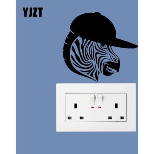 YJZT Zebra In A Hat Cartoon Animals Wall Switch Stickers Vinyl Decal Home Decor Art 17SS0052