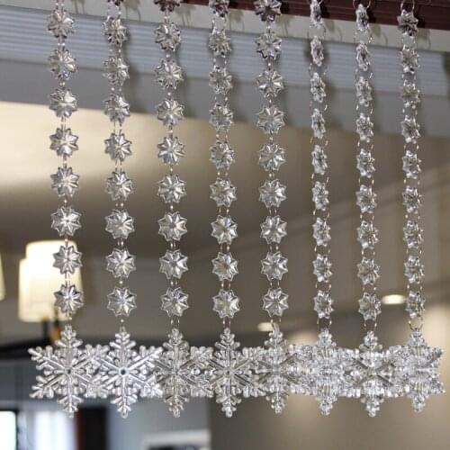 10PCS/lot Transparent Acrylic Snowflake Pendant Luxury Bead Curtain Christmas Decoration Home Wedding Stage Decorative Curtain