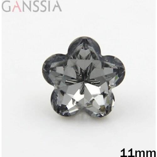 10pcs/lot Size:11mm Beautiful Grey imitation gemstone flower Sewing buttons for shirt Crystal buttons for garments(SS-122-7)