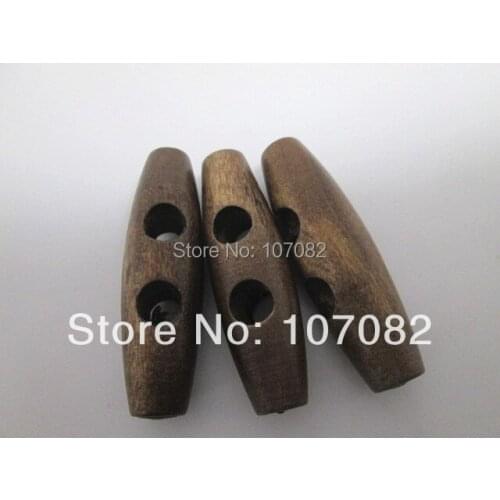 100pcs Brown Wood Sewing Buttons Wind Coat Button Olive Shape 2 Holes For Scrapbooking 40*11mm