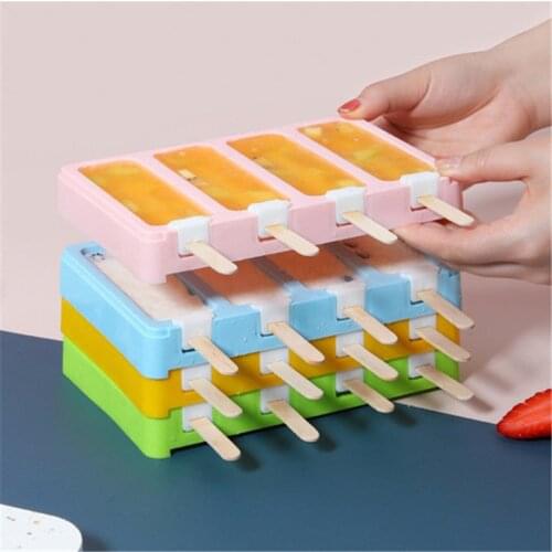 2/4 Cell Ice Cream Mold Popsicle Molds with Lid DIY Homemade Ice Lolly Mold Ice Cream Popsicle Ice Pop Maker Mould