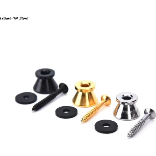 2Pcs Skid Proof Round Head Strap lock Straplock Black Silver Gold Chrome For Bass Guitar