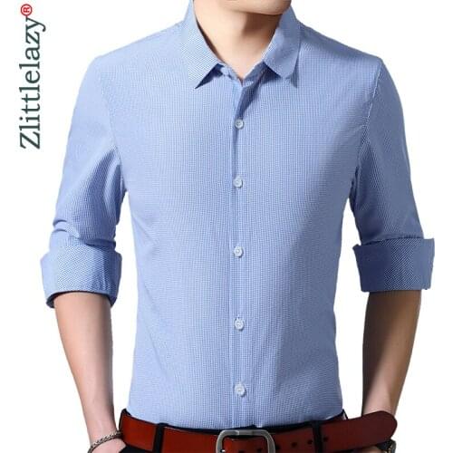 2020 Brand Casual Luxury Plaid Long Sleeve Slim Fit Men Shirt Streetwear Social Dress Vintage Shirts Mens Fashions Jersey 81110