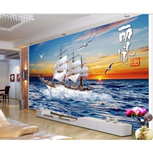 Custom photo 3d room wallpaper Vertical horizontal sea smooth sailing decoration painting 3d wall murals wallpaper for walls 3 d