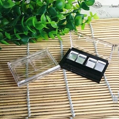 50pcs Hot Sale 4 Grids Eyeshadow Case 4 Palettes Pans Eye shadow Container Empty Cosmetic Blusher Compact Clear and Black Base