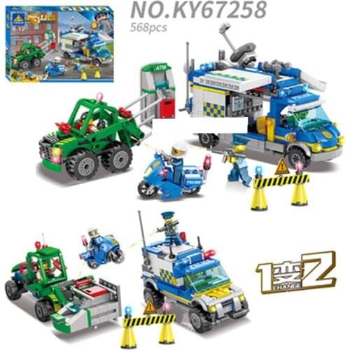 568pcs Kaizhi 67258 Emergency Field Command Car Boy Small Particle Assembled Building Block Toy Gifts
