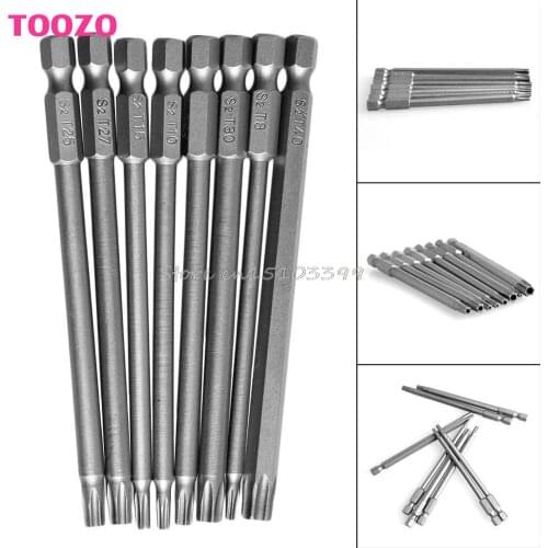 8Pcs/Set T8-T40 100mm Magnetic Torx Screwdriver Bits 1/4" Hex Shank G08 Whosale&DropShip