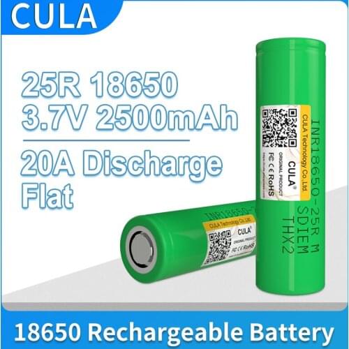 Hot CULA INR18650 Rechargeable battery 3.7V original New Brand 18650 2500mAh 25R M 20A discharge Current