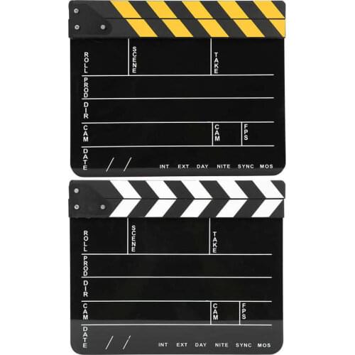 30x25CM Acrylic Clapperboard Director Video Scene Clapperboard TV Movie Clapper Board Film Slate Cut Prop