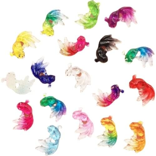 100pcs Resin Cute Colorful Mini Goldfish Flatback Rhinestone Appliques DIY Wedding Scrapbook Manicure Accessories Craft SF043