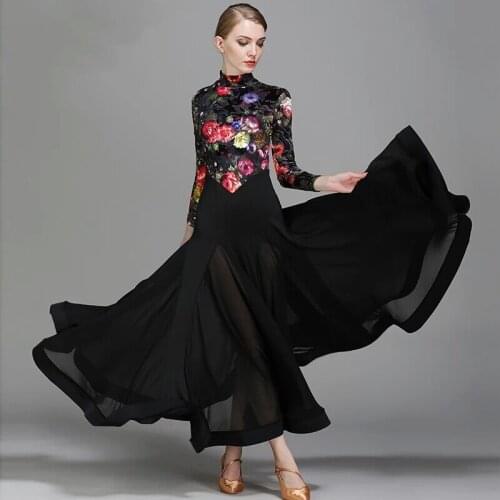 Big wing black ballroom dance dress for ballroom dancing waltz tango Spanish flamenco dress standard ballroom dress