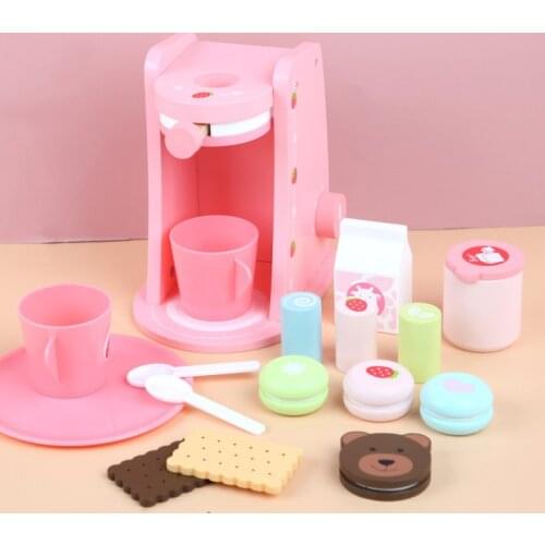 Kids Wooden Pretend Play Sets Pretend Maker coffee machine Cake Tea game Play House Toys Christmas gifts Kitchen Educational toy