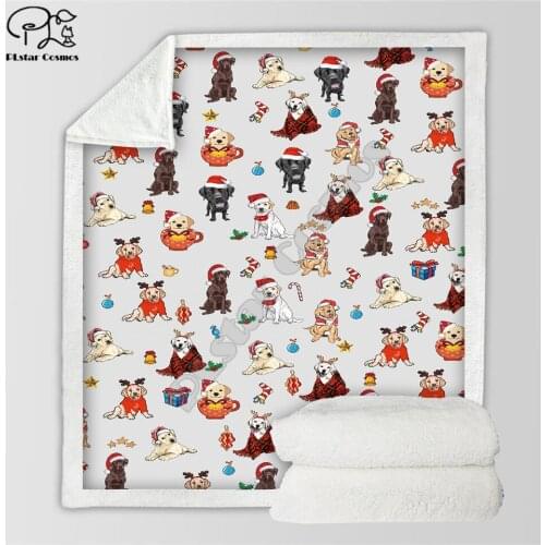 Funny Dog Merry Christmas 3d printed fleece blanket Beds Hiking Picnic Thick Fashionable Bedspread Sherpa Throw Blanket 02
