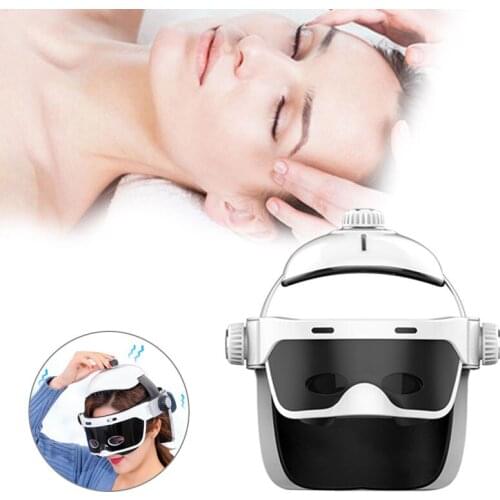 Head and eye two-in-one massager, air pressure vibration therapy to promote sleep, infrared music massage helmet