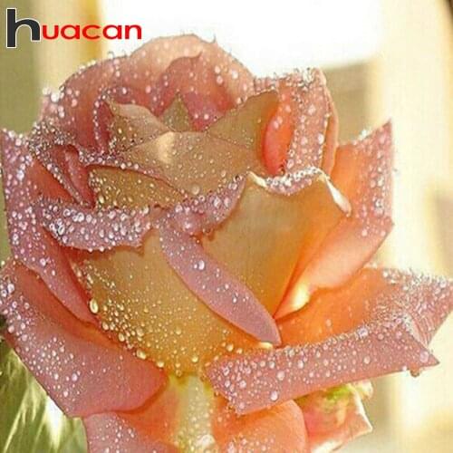 Huacan Diamond Painting Kit Flower Diamond Art Full Drill Mosaic Rose Embroidery Floral Handmade Gift