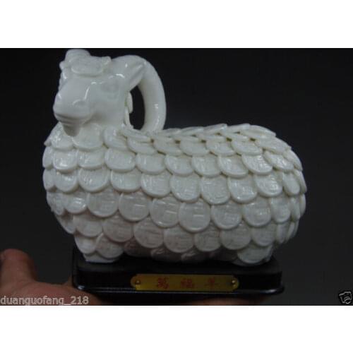 Exquisite Collection Chinese Old Dehua porcelain rich sheep lucky Statue