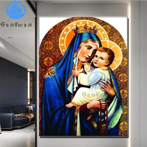 5d square round diamond painting Virgin and Child of Kazan Orthodox Christian Icon mosaic set diamond embroidery sale wall decor