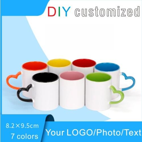 11oz Ceramic Mug DIY Photo Heart Shape Handle Colors Cups Personal Pictures Print Images LOGO Promotion Gift Box Safe Package