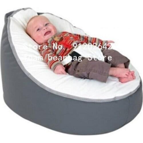 Grey base with white cover tops harness belt Breathable soft cotton infant baby crib chair bean bag beanbag