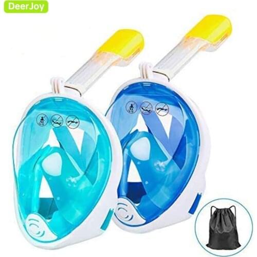 Full Face Snorkel Mask Breathing Mechanism Snorkeling Masks 180° Panoramic Anti-Leak/Anti-Fog Mask and Snorkel with Camera Mount