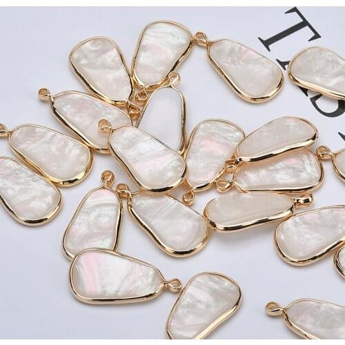Min order 12pcs/lot Imitation shell resin decoration geometry irregular ovals shape copper charms diy jewelry earring accessory