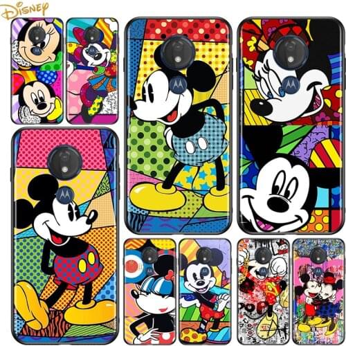 Color Disney Mickey for Motorola G9 G8 G E7 E6 One Play Marco Hyper Fusion Stylus Power Edge Plus Soft Black Phone Case