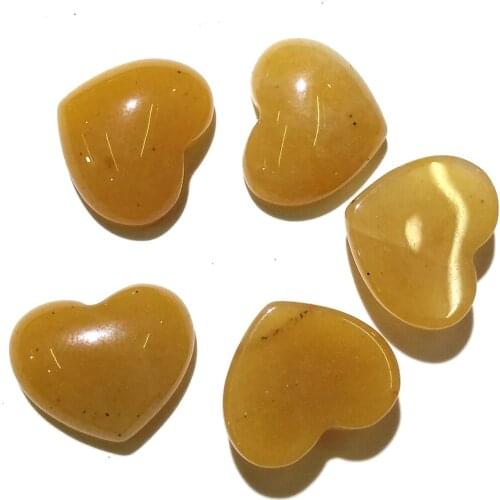 Natural Stone Yellow Jade Cabochon Flat Back Heart Shape No Hole Loose Beads For jewelry making DIY Ring Necklace accessories