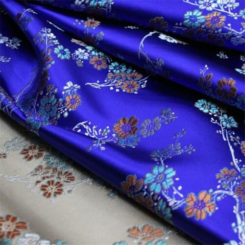 NCF643 Dark Blue/Grey Wintersweet Jacquard Fabric For Bhutans Dress Chinese Couples Dress Buddhism Fabric Decoration Fabrics