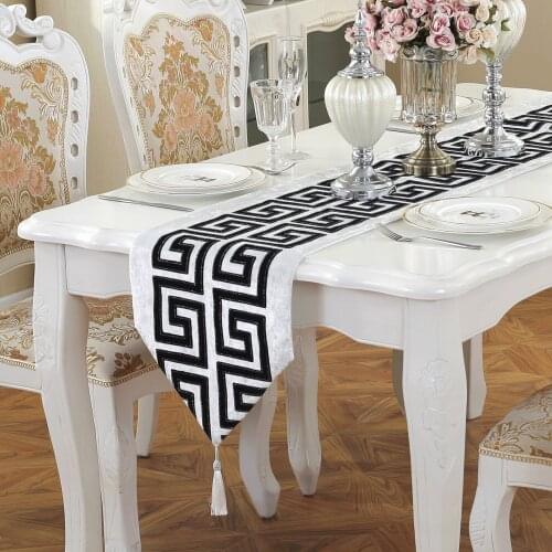 New Chinese Modern Simple Style table runner Classical Retro Black and White Red Tea Table Cloth Fashion Table Cloth table Flag
