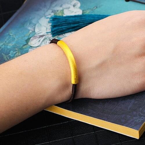 New 24K Yellow Gold Bracelet Women 3D Gold Geometry Bracelet