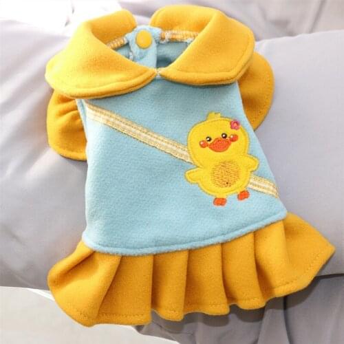 Autumn and Winter Dog Skirt Yellow Little Yellow Duck Pet Clothes Puppy Warm Clothes Bichon Cute Princess Skirt XS-XL