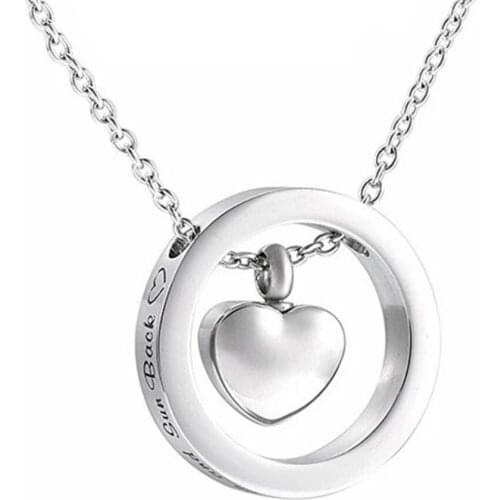 Stainless Steel I Love You Heart Shape Ashes Urn Necklace To The Moon and Back Cremation Memorial Keepsake Pendant Jewelry 50cm