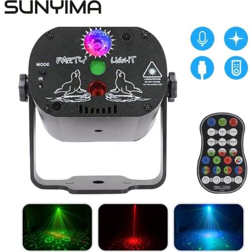 SUNYIMA 5W Rechargeable Mini Laser Stage Light Sound Activated Rotating Disco Ball DJ RGB LED Light for Christmas Wedding
