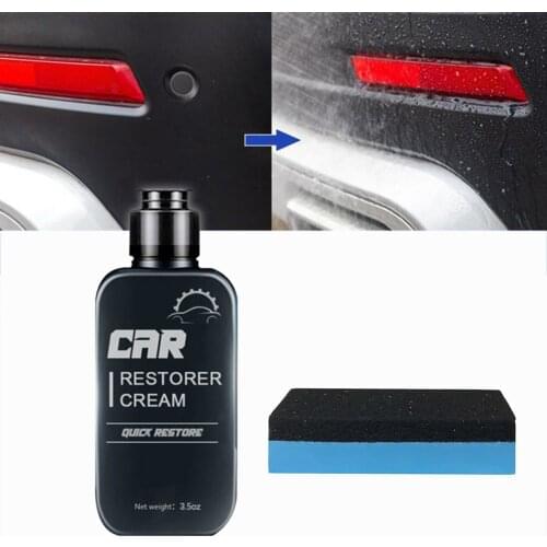 100mL Car Interior Plastic Leather Care Restorer Cream Washable Quick Restore Refurbishment Paste + Sponge Auto Accessories