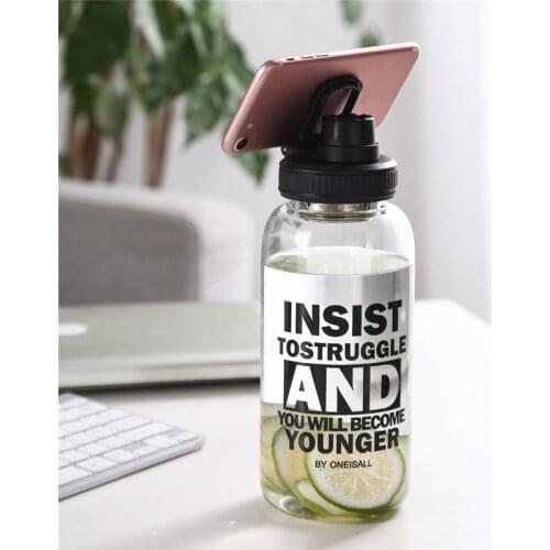 Portable Outdoor Glass Sport Water Bottle Large Capacity Water Bottle With Tea Filter Straw Bottle Sleeve Phone Holder Drinkware