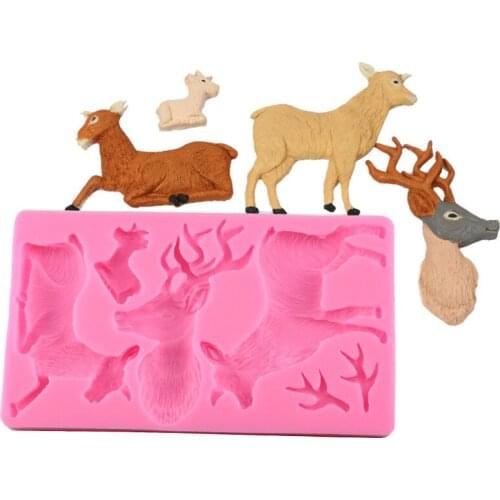 Christmas Elk Fondant Tools Silicone Mold For Baking Of Cake Decorating Kitchen Accessories Bakery Mug Sugar Craft Paste