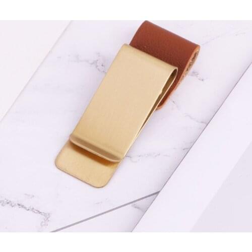 Handmade Leather Stainless Steel Pen Holder Clip Journal Notebook Paper Folder M5TE