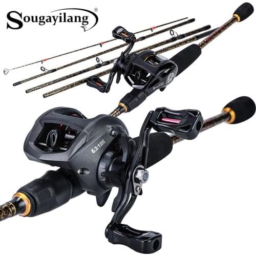 Sougayilang Portable Ultralight 1.8m 2.1m 2.4m Fishing Rod Reel Combos and 12+1BB Gear Ratio 6.3:1 Baitcasting Reel Set Pesca