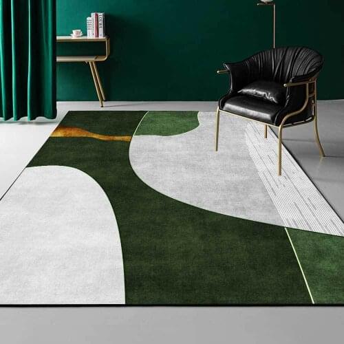 Modern Minimalist Style Area Rugs Curve Geometric Dark Green Gray Pattern Carpets Bathroom Bedroom Kitchen Non-Slip Floor Mats