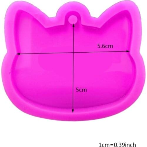 Y1UE Cat Head Keychain Casting Silicone Mould DIY Crafts Jewelry Making Tool Crystal Epoxy Resin Mold