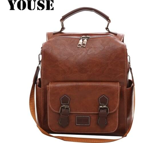 YOUSE Brand New Retro Backpacks Fashion Trend Student Style Womens Versatile Backpacks School Bag Designer Bags Leather Bags