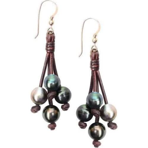 Women Pearl Dangle Earrings Black White Bohemian Classic Brincos Female New Year Gift For Girls Art Design Handmade Hoop Earring