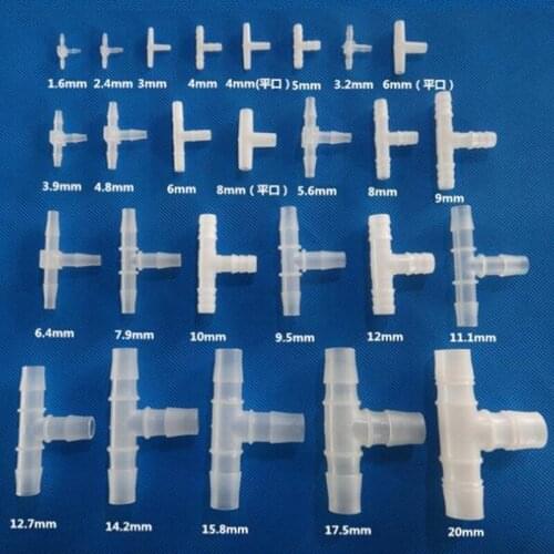10pcs 1.6-6.4mm Pagoda Tee Connectors PP 3 Way Connector High Quality Soft Hose Joints for Aquarium Fish Tank Fittings