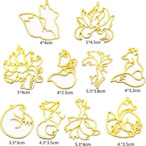 10Pc Smart Foxes Animal Pendant Open Bezel Setting UV Resin Craft Jewelry Making 1XCA